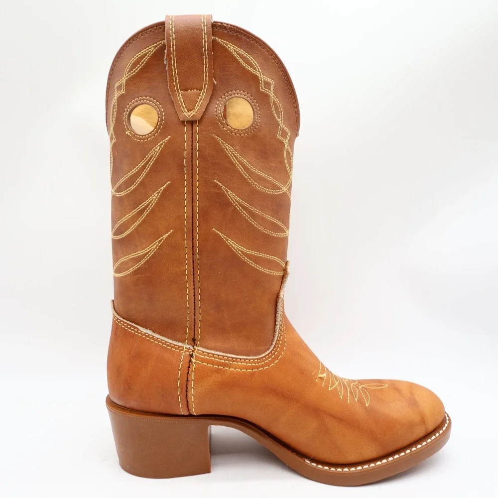 Acme Vintage Cowboy Boots Kids 3.5 D Russet Driftwood Leather New In Box
